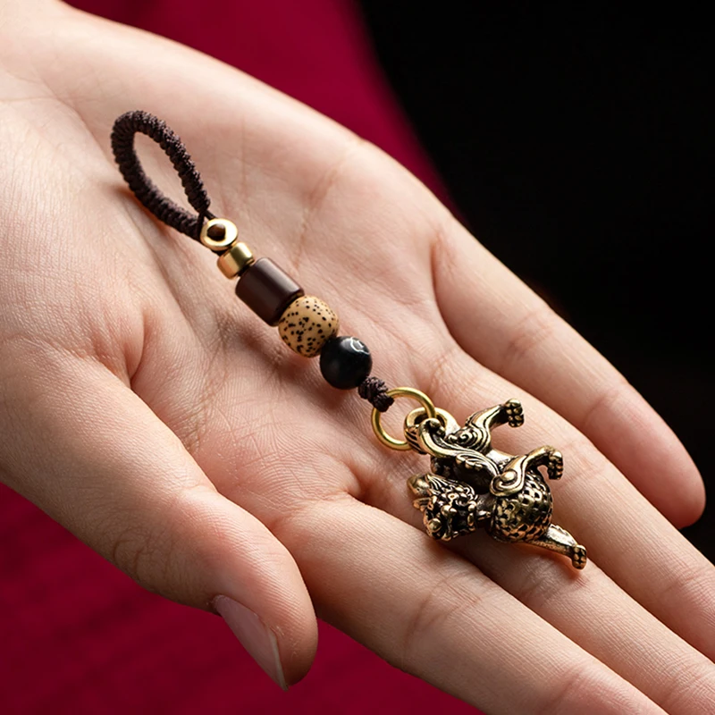 brass beast keychain rope pendant (2)