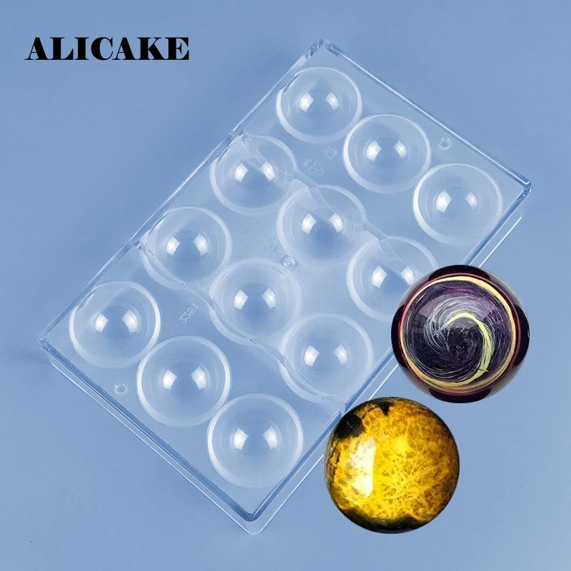 3D Chocolate Ball Bar Molds Polycarbonate Chocolate Mold Candy Fondant Tray Mould Plastic Form Baking Pastry Bakery Tools