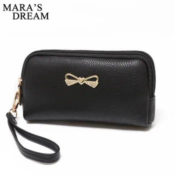 

Mara's Dream 2019 Women's Summer Fashion PU Double Zipper Long Wallet New Lychee Pattern Women's Bills Folder Clutch Bag