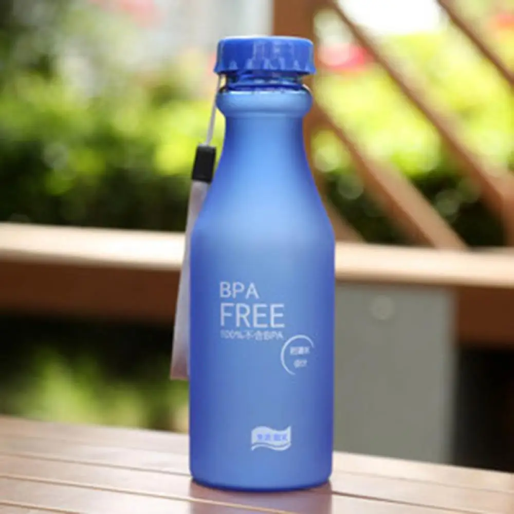 blue Лучшее качество, 500 мл, 2 цвета, Спортивная, велосипедная, походная, легкая, космическая, прозрачная, пластиковая, Спортивная, для путешествий, бутылка для воды с фруктовым соком - Цвет: blue