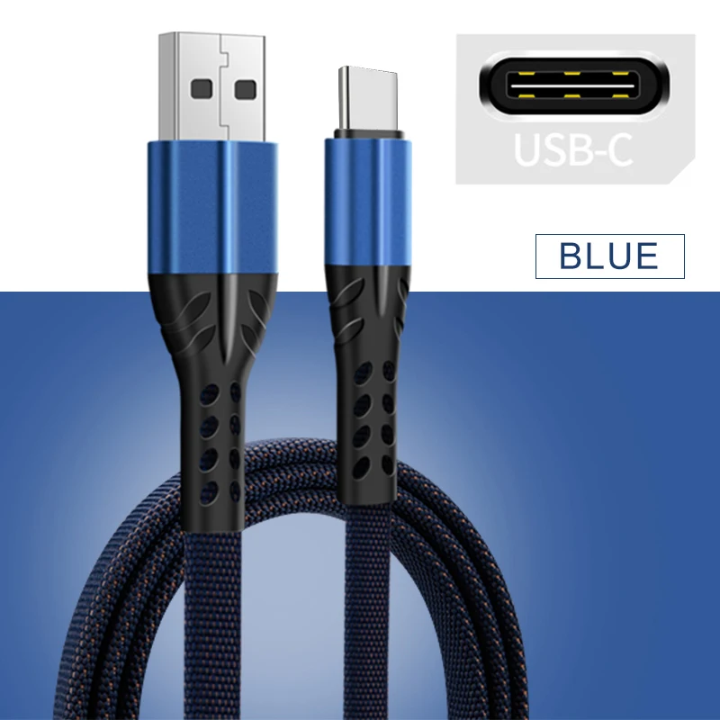 1 м 2 м 3.5A кабель для быстрой зарядки для type C Micro USB Android кабели type-C линия передачи данных для iPhone Быстрая зарядка провода - Цвет: Blue For Type C