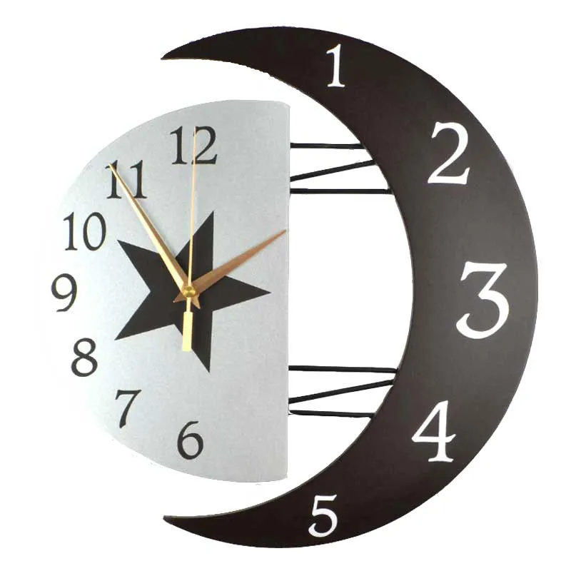 

Fashion Creative Moon Wall Clock Decorative Modern Design Home Decor For Living room/Kid room duvar saati reloj pared despertado
