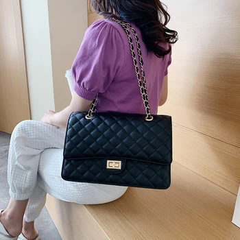 

High Quality Women Chain Pu Leather Shoulder Bag Fashion Designer Ladies Crossbody Bags for Women Casual Female Messenger Bags