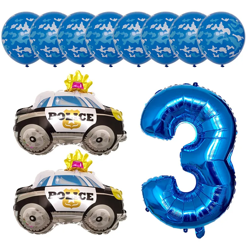 13 шт./лот, набор воздушных шаров с мультяшным автомобилем, воздушный шар из фольги для машины скорой помощи, камуфляжный автомобиль, подарок для мальчика, украшение на день рождения, детский воздушный шар - Цвет: Многоцветный