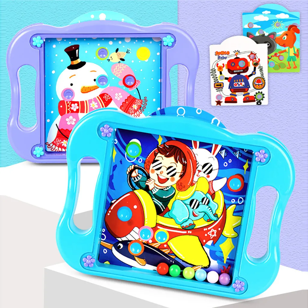 Пластиковые мини-лабиринт, металлические бусины, балансировочная игра, игрушка для детей, милый баланс, мяч, обучающая игра-головоломка для рук, глаз, M0724