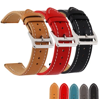

18mm 20mm 22mm 24mm Genuine Leather Strap Huawei Gt 2 for Samsung Galaxy Watch Huami Amazfit GTR Bip Watch Wrist Bracelet