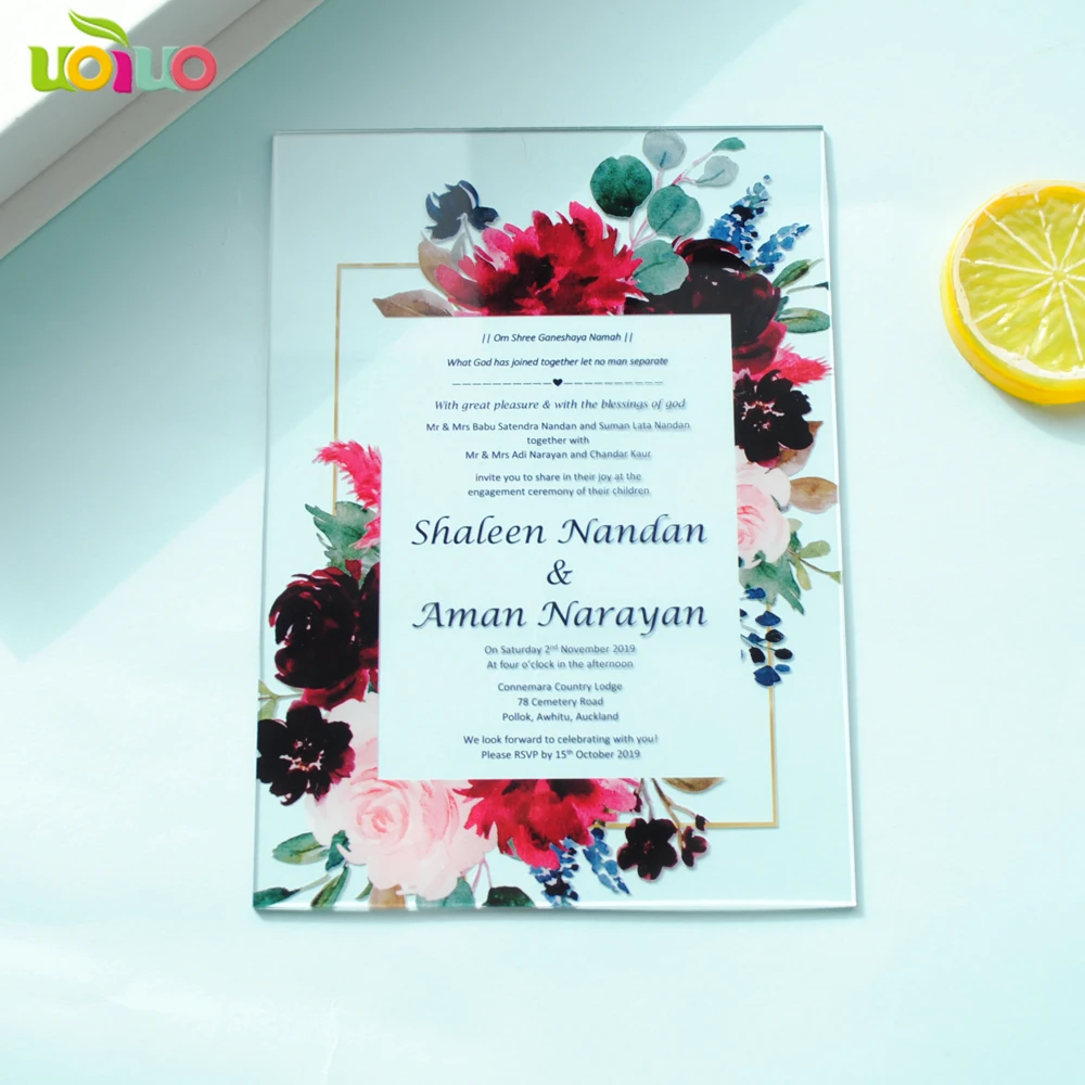 10pcs custom printing acrylic invitation card wedding invitation card