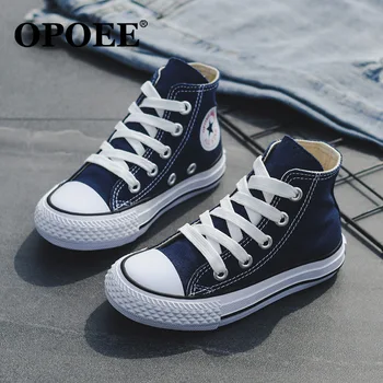 

Children's shoes 2019 spring models boys and girls classic lace high canvas shoes baby casual shoes running shoes