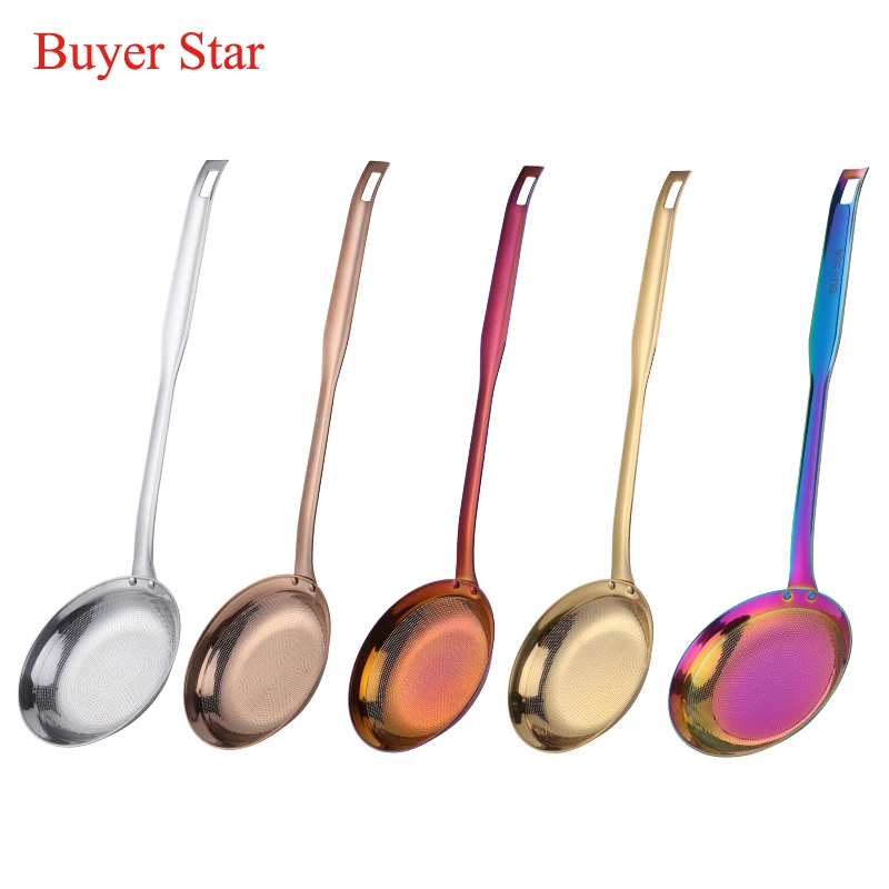 

1PC Stainless Steel Colander Spoon Filters Oil Filter Grid Scoop Kitchen Round Oil Foam Scoop Oil Filter Network Filtering Tool