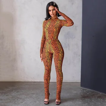 

Night Club Performance Jumpsuit for Women 2020 Leopard Print Rompers Womens Sexy Slim Overalls