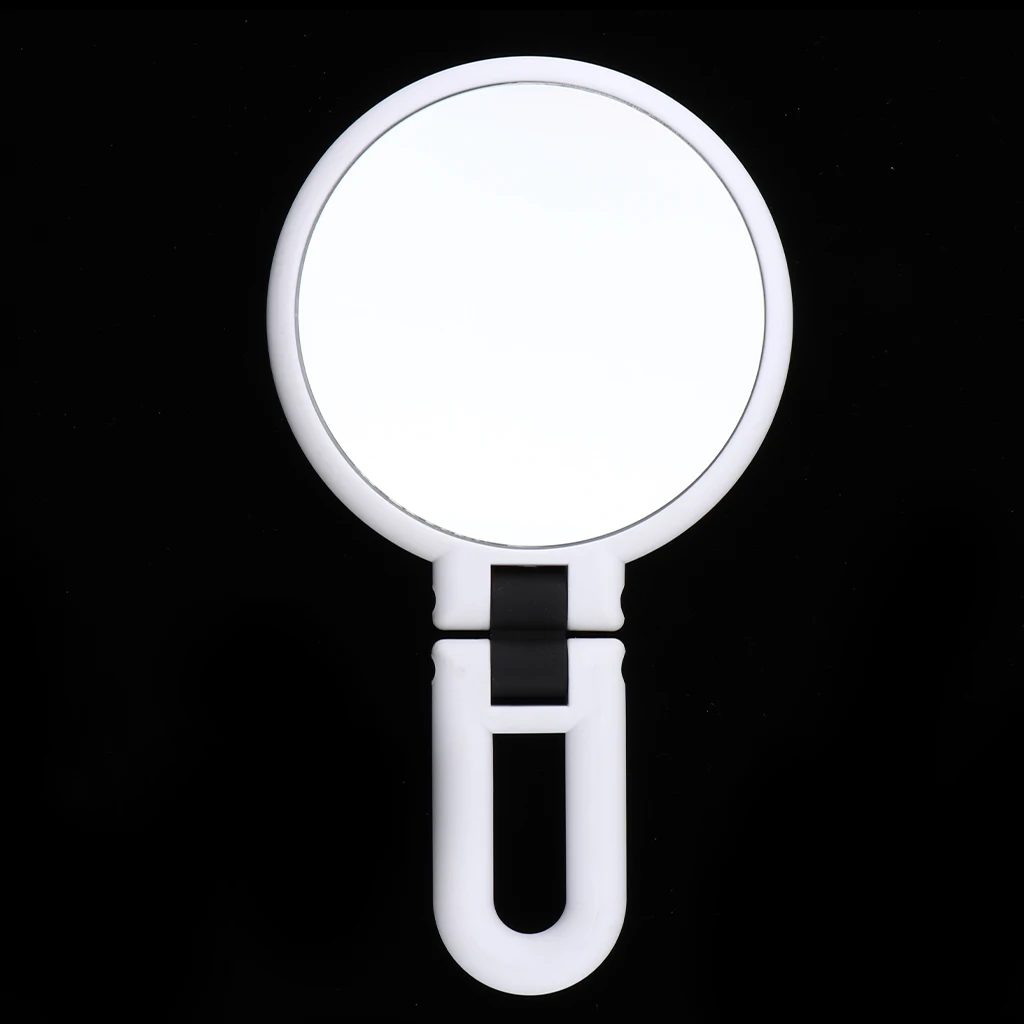 Magnifying Double Side Handheld Makeup Mirror with Stand - White