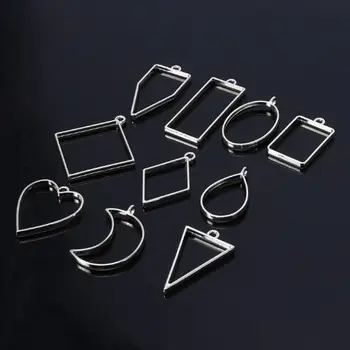 

50Pcs Assorted Geometric Hollow Frame Tray Pressed Flower Pendant Jewelry Making
