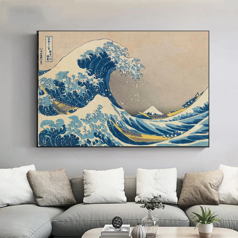 

Big Wave of Kanagawa Canvas Painting Fashion Style Print Wall Art Painting Pictures Minimalist Home Wall Decoration