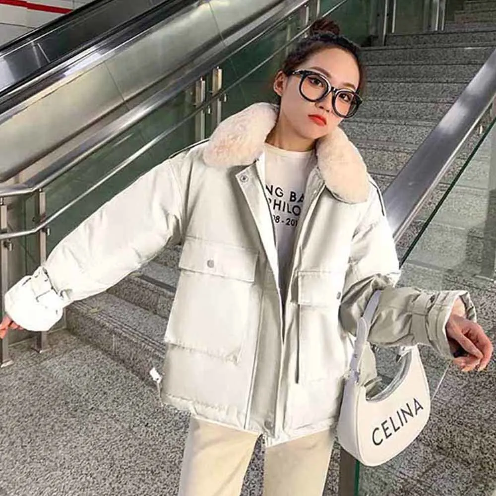 2023 Autumn Winter Women Jackets Quilted Puffer Parkas High-Quality Warm Wild Oversize Pink Lady Short Coat Korean Fashion Parka