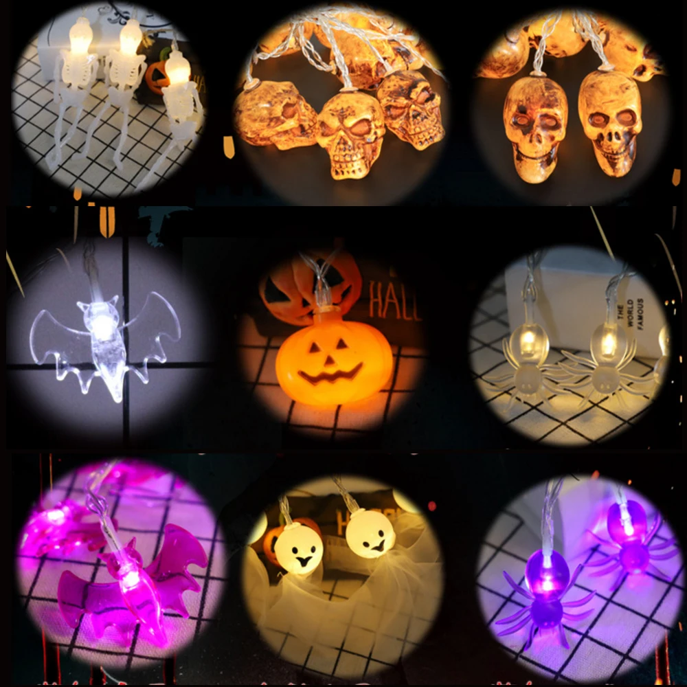 3M Halloween LED String Light DC5V Battery Operated Halloween Decoration Hanging Lights Indoor Decorative Pumpkin Bat Ghost Lamp