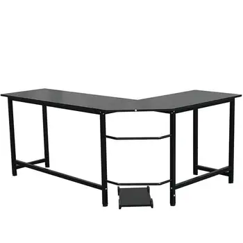 

L-Shaped Desktop Computer Desk Black