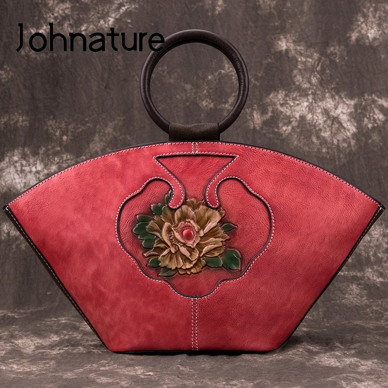 Женская винтажная сумка из натуральной кожи Johnature повседневная вместительная