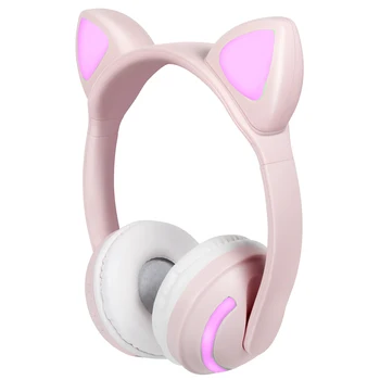 

Cute Cat Earphone Over-Ear BT Wireless Headphones 7 Color LED Light​ Stereo Headset With 3.5mm Cable Earphones Free Shipping