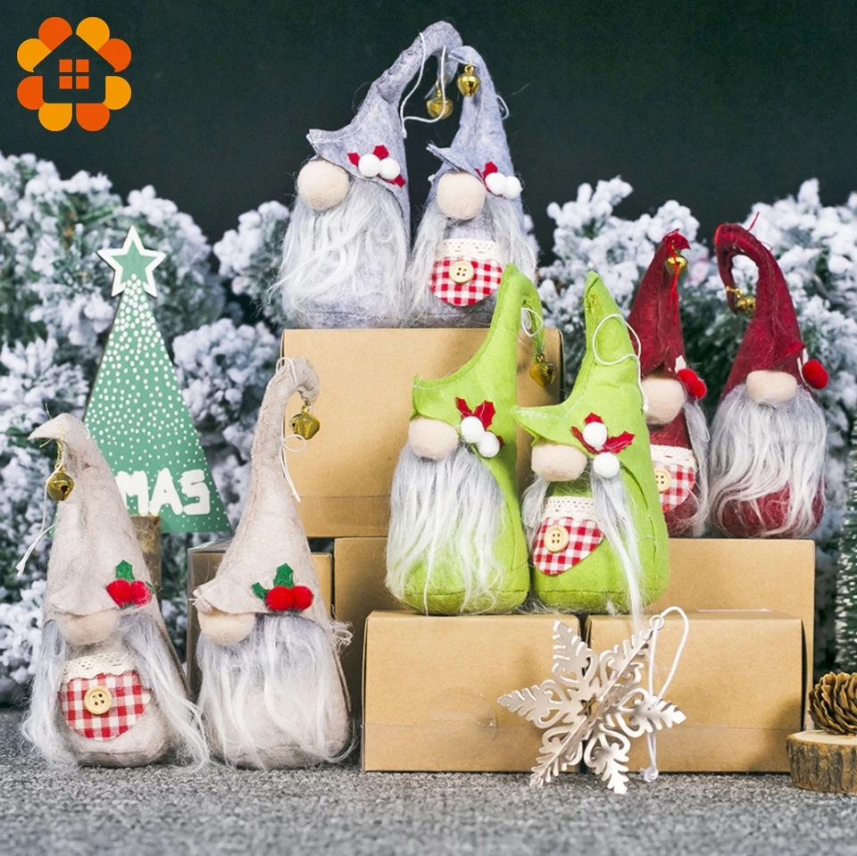 

1PCS 2 Styles Cute No-face Bell Doll Pendants Christmas Decorations DIY Cloth Crafts Christmas Tree Ornaments Party Decor Toys