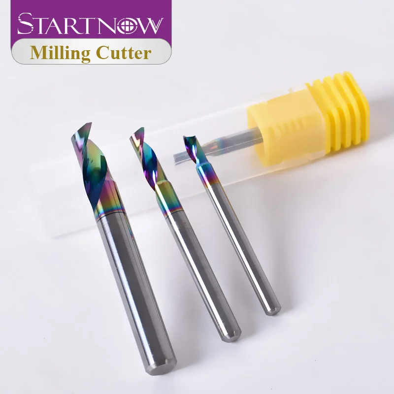 Startnow 5 개/몫 알루미늄 한 플루트 나선형 비트 엔드 밀 조각 CNC 라우터 조각 비트에 대 한 DLC 코팅 밀링 커터