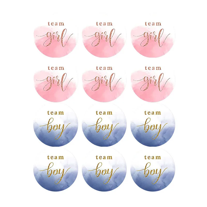 60/120pcs Team Boy Team Girl Stickers Boy or Girl Sticker for Gender Reveal Party Decoration Baby Shower Supplies Gift Box Label