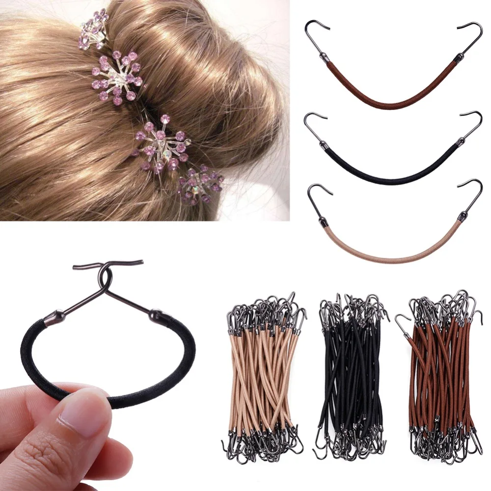 5pcs/lot New Elastic Clips Bows Hair Accessories Girls Bands Gum With Hook Ponytail Holder Bungee Hair Thick Hair Headwear claw hair clips