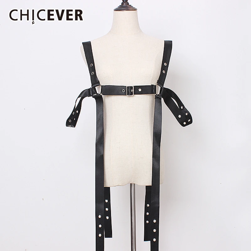 CHICEVER/черный женский пояс-бандаж из искусственной кожи, тонкая шнуровка, регулируемая туника, аксессуары, одежда, ремни, Женская мода, новинка
