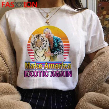 

Joe Exotic Funny Cartoon T Shirt Women Make America Exotic Again Graphic T-shirt Harajuku 90s Tshirt Tiger King Top Tees Female