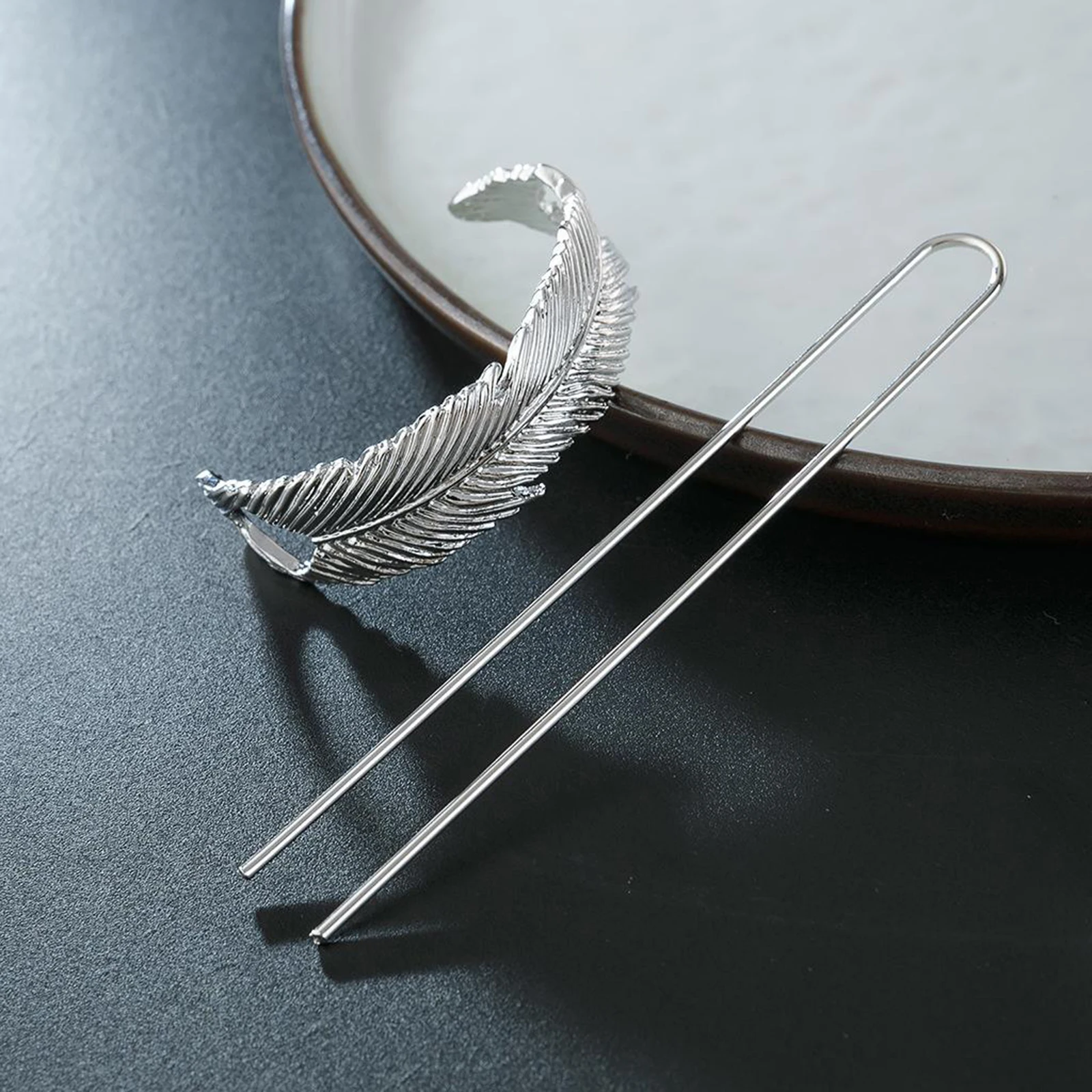 Feather Bun Cuff Hair Pins Vintage Hair Stick Women Hair Accessories Updo Tools