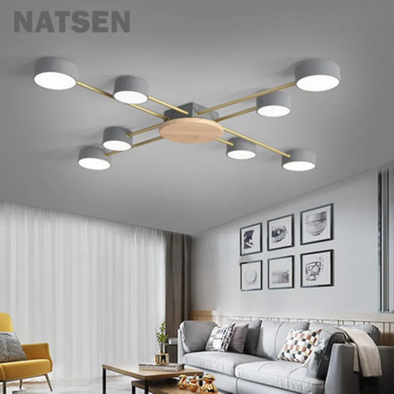 Nordic Style Designer LED Metal Ceiling Lights For Living Room Modern Surface Mounted Wooden Bedroom Lighting Fixtures | Освещение