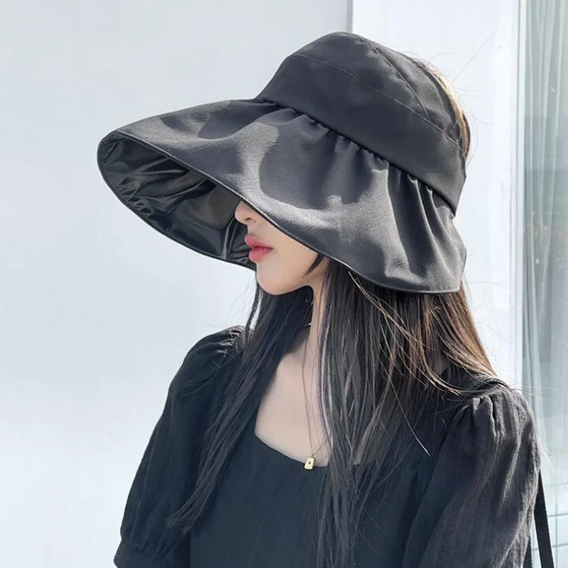 New Korean fashion women summer sun visor wide-brimmed hat beach hat adjustable UV protection female cap packable