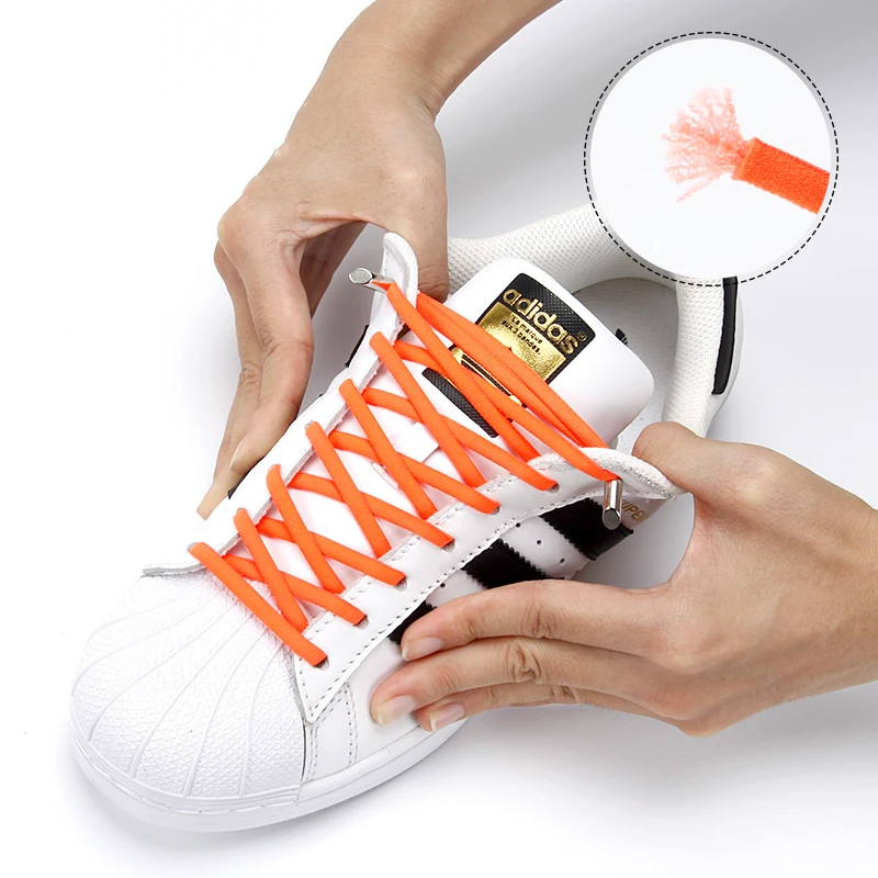 

New Elastic Shoelaces Metal Tip Round Quick No Tie Shoelace Kids Adult Unisex Suitable for all kinds of shoes Lazy Laces 1 pair