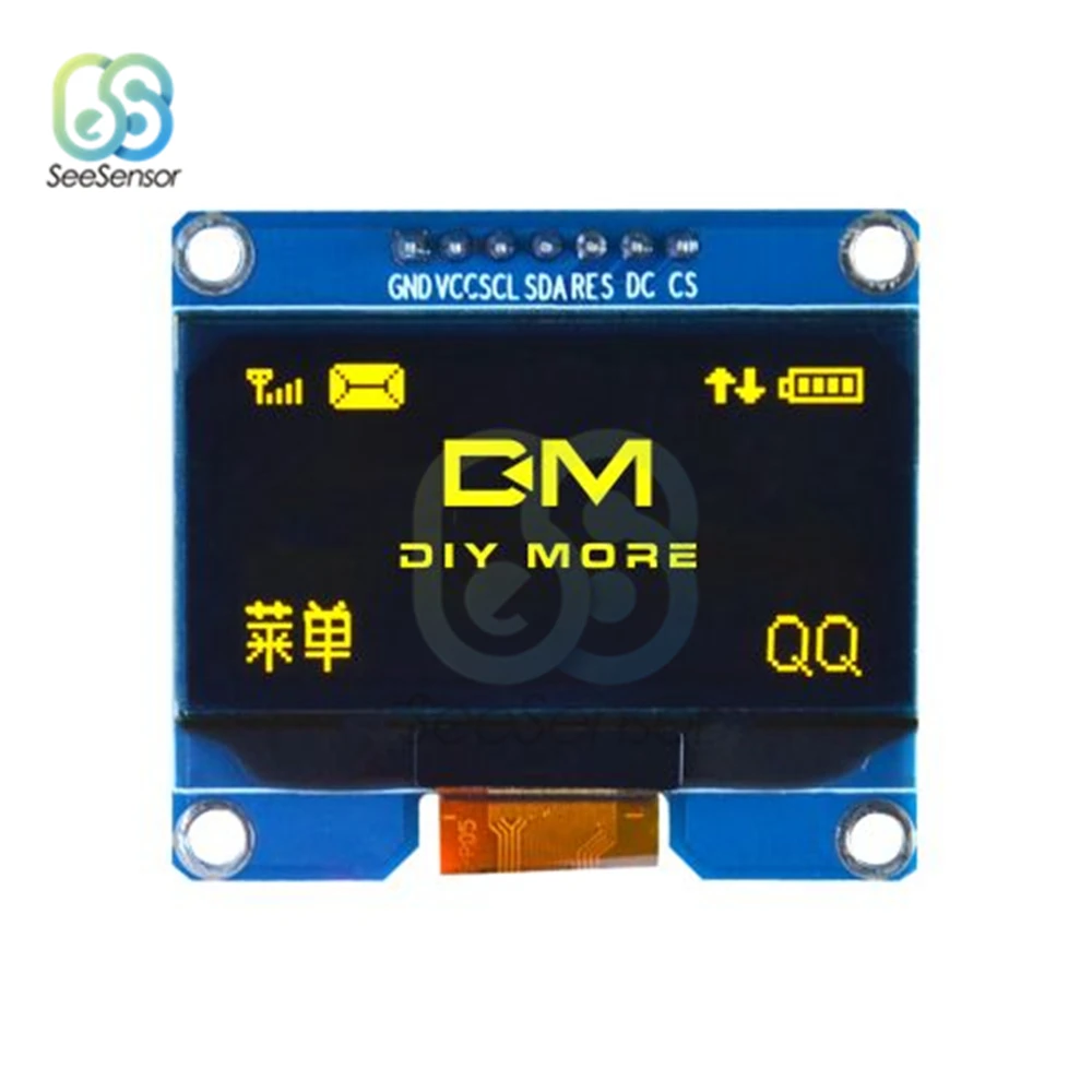 1.54/" inch Display Module Yellow OLED LCD LED 128x64 SPI Interface 3.3-5V