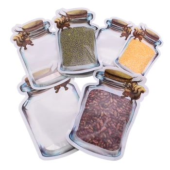 

Squirrel Reusable Mason Jar Bottle Ziplock Bag Transparent Fresh Nut Snack Food Bag Seal Kitchen Refrigerator Storage Organizer