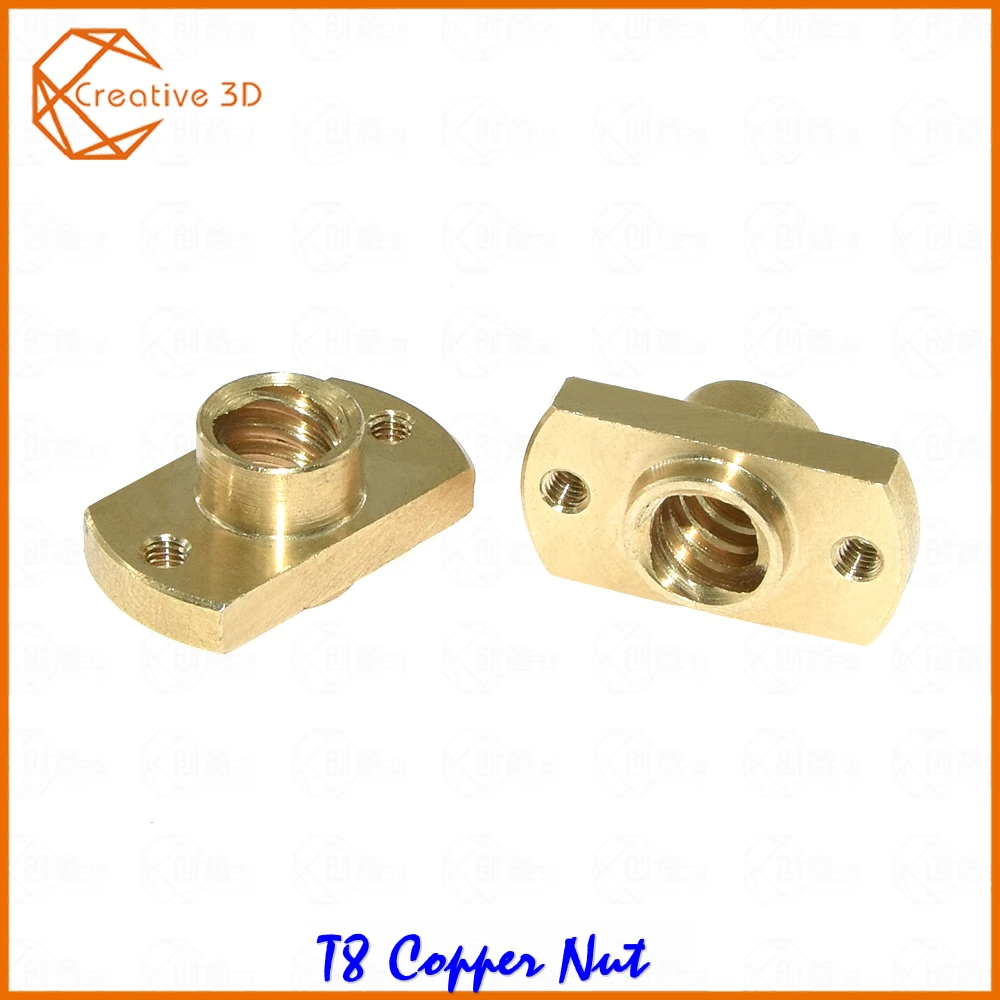 

Creative3D Brass T8x8mm Flange Lead Screw Nut Pitch 8mm Lead 8mm 3D Printer Accessories for CNC 3D Printer Parts T8 nut