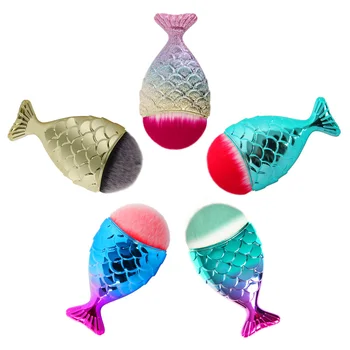 

CYSHMILY 5 Colors Mermaid Shape Nail Brush Powder Makeup Clearing Acrylic UV Gel polish Glitter Remover Nail Brush Manicure Tool