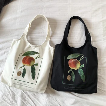

Womens Handbags Shoulder Bags 2019 Brand New Fashion Fruits Print Hasp Zipper Female Casual Tote Bags Canvas Designer Bags