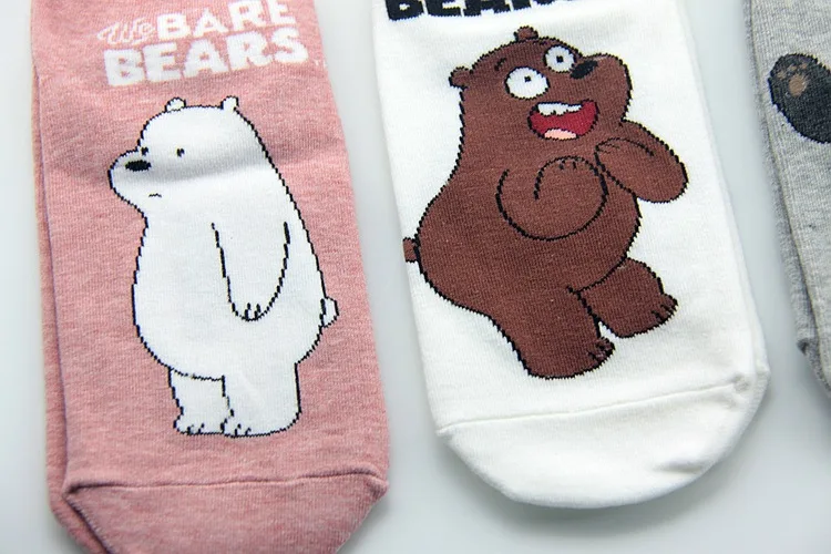 Мультяшные аниме Мы Голые Медведи, ледяной медведь, панда гризли, женские короткие носки, хлопковые Забавные милые Skarpetki, модные повседневные носки из дышащей ткани