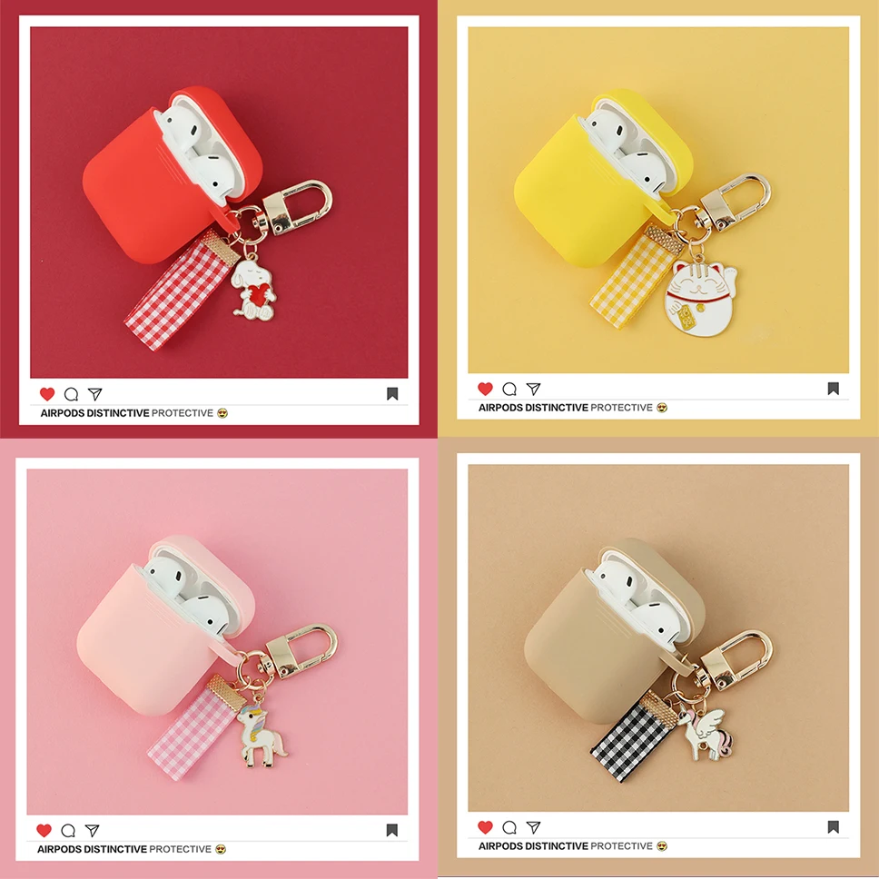 Цветной чехол, защитный чехол для airpods, милая собака, беспроводной Чехол для гарнитуры Bluetooth для Apple, силиконовый чехол для наушников