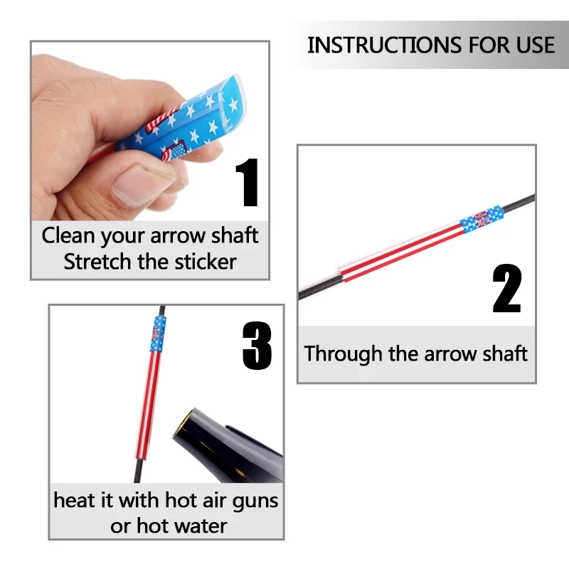 15pcs Archery Arrows Arrow Sticker DIY Arrow Shaft Wraps Paster Heat Shrinkable Universal for Outdoor Hunting Shooting