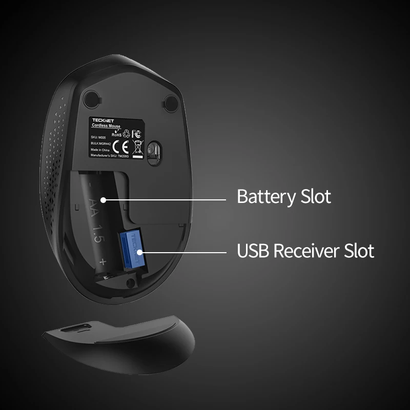 TeckNet компьютерные мини мыши USB беспроводная мышь 2,4 ГГц 1600 dpi беспроводная мышь 4 кнопки оптическая эргономичная мышь для ноутбука