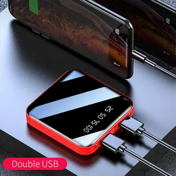 

Mini Full mirror Digital Display 4500/10000/20000mah battery doub USB support quick charging for iphone huawei xiaomi sansumg