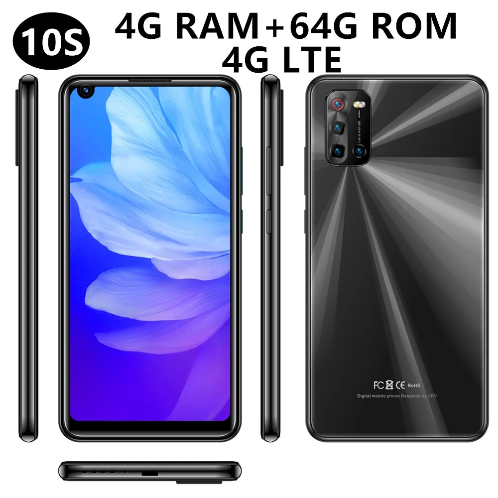 Global Version 4G LTE 10S Smartphones 4G RAM 64G ROM 13MP Face ID Unlocked Android Mobile Phones Cheap Celulares Wifi 2SIM