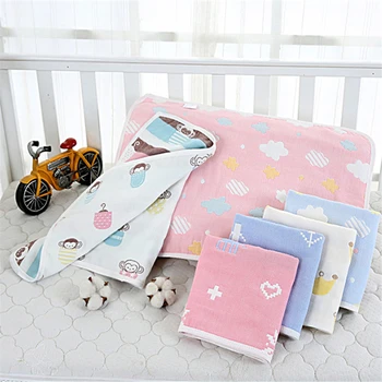 

2020 Infants Soft Cotton Gauze Pillow Cover Cartoon Pattern Newborn Baby Breathable Sleeping Pillow Towel 5 Colors