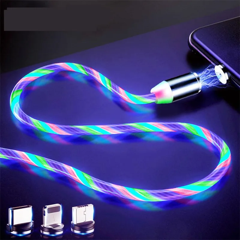 Светодиодное светящееся Зарядное устройство USB Type C/Micro USB/8 контактный зарядный