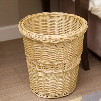 

Willowerwork Rattan Plaited Articles Garbage Basket Paper Basket Storage Basket Home Furnishing Arrangement A Basket Of Flowers