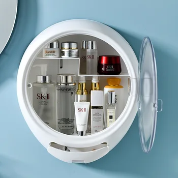 

INS Wall-mounted Makeup Organizer Punch-free Large Capacity Jewelry Cosmetic Storage Box Bathroom Women Skin Care Beauty Rack