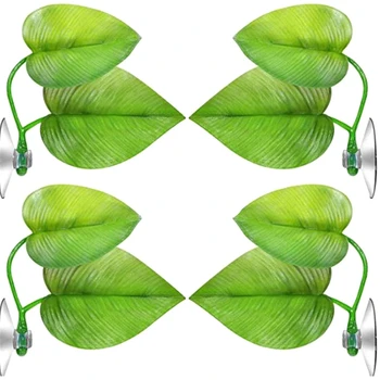 

8 Pcs Floating Leaf Hammock Artificial Fish Tank Plant with Suction Cup for Ornamental Fish Tank, Green