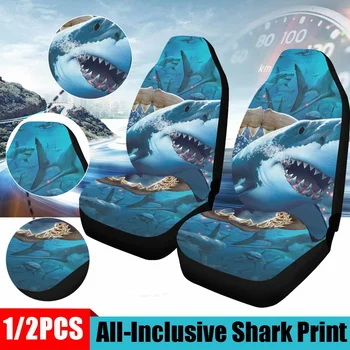 

2pcs 3D Shark Animal Printing Car Seat Covers Universal Car Front Seat Protector Seat Cushion Full Cover For Most Car for SUV