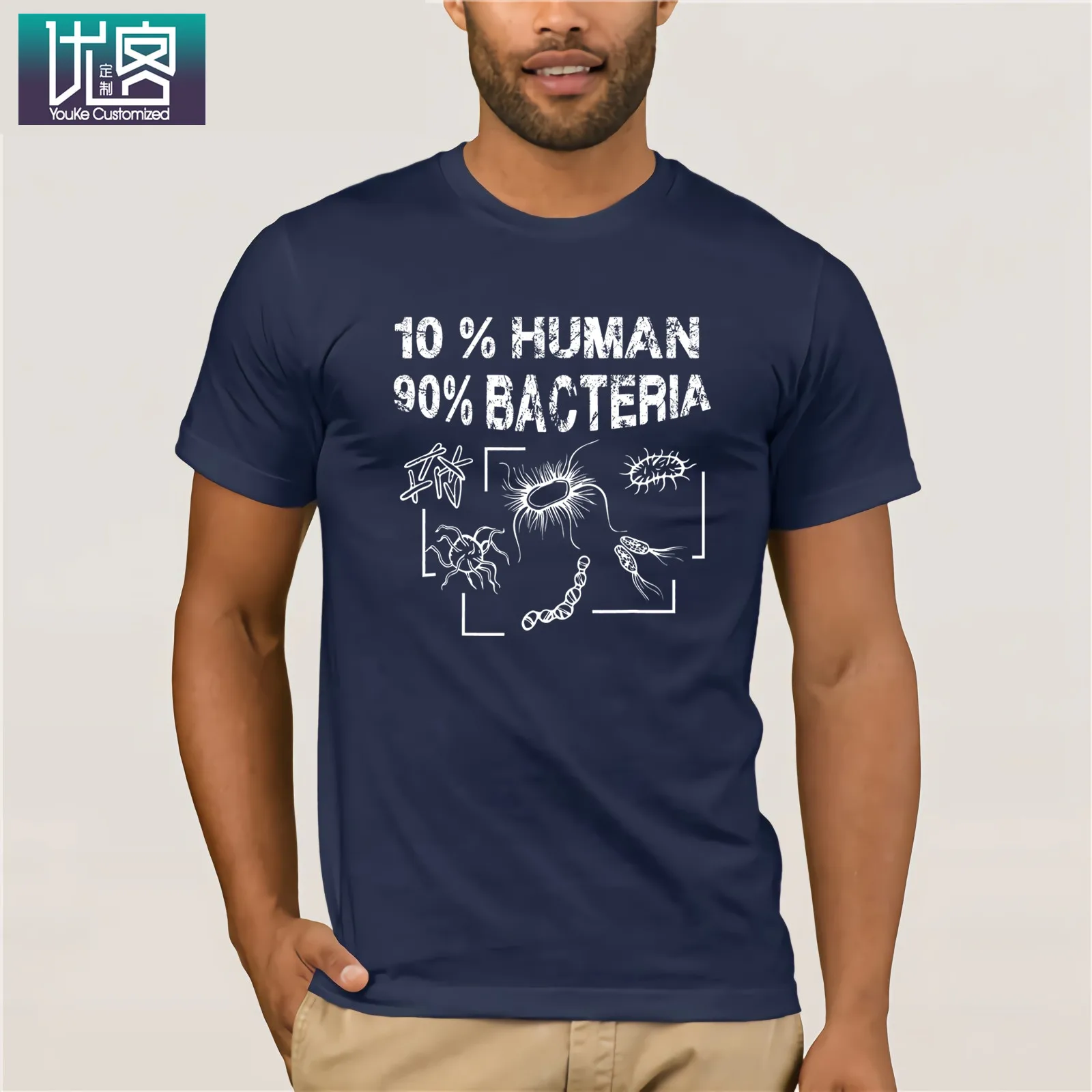 10% забавная футболка с микробиологией, 90% человека, бактерии, удивительные Уникальные повседневные футболки с коротким рукавом, одежда из хлопка, футболка